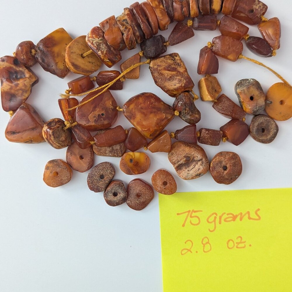 ANTIQUE RAW BALTIC AMBER STONES - Picture 3 of 7
